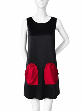 Love Moschino Heart Pocket Dress Black Satin Mini